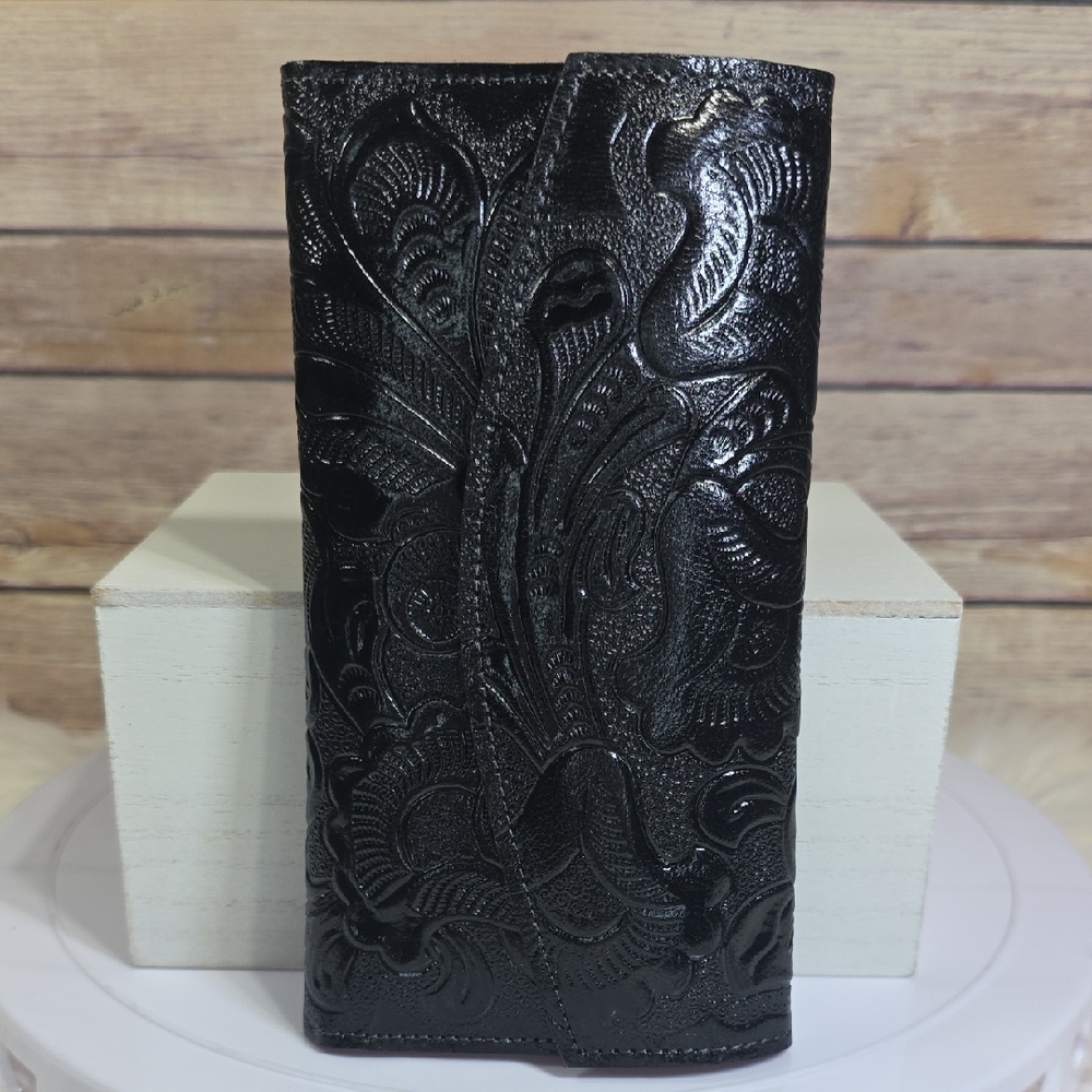 Black Embossed Women's Leather Wallet